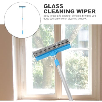 Cabilock 5pcs Household Microfiber Window Cleaner Extendable Pole Dual-Sided Glass Scrubber for Home Bathroom Kitchen Handle Lightweight Design - color: Blue, size: 5PCS