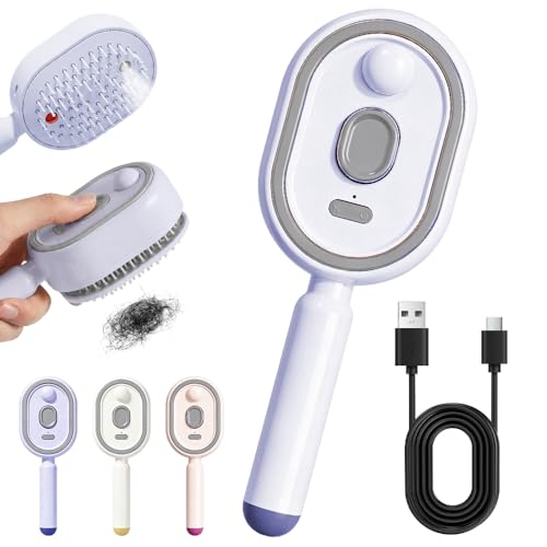 Electric Spray Air Cushion Massage Comb, 2026 New Air Cushion Brush with Self-Cleaning, Retractable Hairs Massage Brush for Frizzy Hair & Scalp Care, Relieve Hair Tangles and Dryness (Purple) - color: Purple