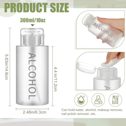 Layhit 1 Pc 10 oz Alcohol Pump Dispenser Bottles Alcohol Push Down Liquid Dispenser Empty Pumping Bottle Refillable Cosmetic Container for Personal, Salon, Nail Care (Clear Cap + Frosted Bottle) - color: Clear Cap + Frosted Bottle