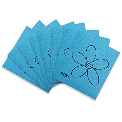 Skoy Cloth, 8-Pack Versatile Swedish Dishcloths for Kitchen and Household Use, Reusable Cleaning Cloths, Planet-Friendly, Dishwasher and Dryer-Safe, Blue - color: Blue, size: 8-Pack