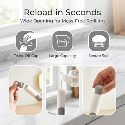Li&Zhao Dish Brush with Soap Dispenser – Kitchen Sink Brush with Built-in Liquid Dispenser Wall Mount for Adjustable Angle Rotating, Heavy-Duty Dish Soap Brush for Sink, Stove, Cookware (2 Pack)