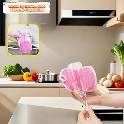 Dual-Sided Kitchen Scrubbing Sponges, Heavy Duty Non-Scratch Cleaning Sponges, Extra Thick Dual-Sided Sponge with Hooks – Lint-Free & Durable for Pots, Pans, Glass, Stainless Steel & Grills