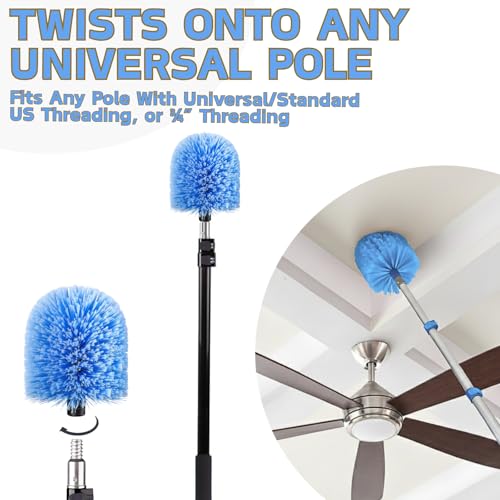 30FT High Reach Cobweb Duster with 5-20ft Extension Pole, 6 Pack Big Webster Cobweb Duster, Aluminum Telescopic Cobweb Brush, Spider Web Brush for Outdoor & Indoor Cleaning(24FT, Duster Kit)