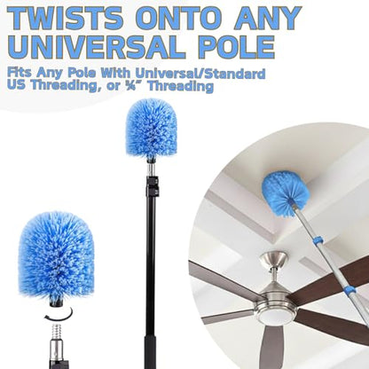 30FT High Reach Cobweb Duster with 5-20ft Extension Pole, 6 Pack Big Webster Cobweb Duster, Aluminum Telescopic Cobweb Brush, Spider Web Brush for Outdoor & Indoor Cleaning(24FT, Duster Kit)