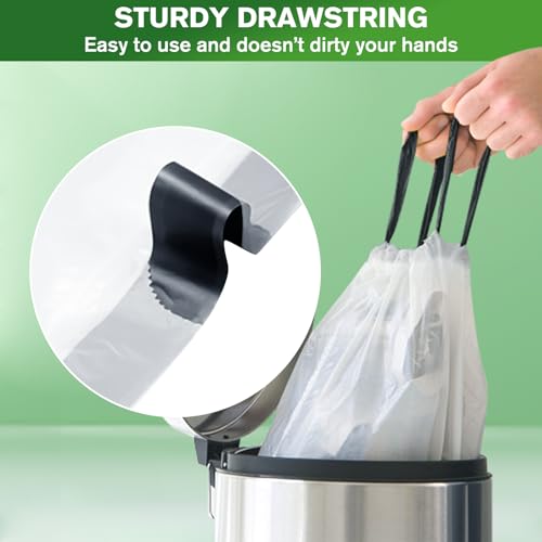 Trash Bags 4 Gallon Small Kitchen Drawstring Bathroom Garbage Bags, Fit 2-4 Gal Bins,Extra Strong&Leak-Proof,Unscented&Recyclable Trash Can Liners for Bathroom Home Office Bedroom Lawn - style: 2-4 Gallon-White