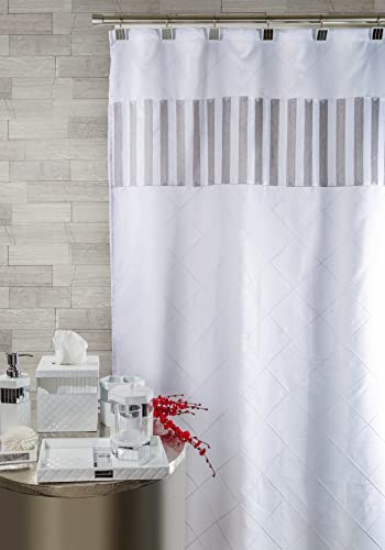 Creative Scents Quilted Mirror White Shower Curtain Hooks - Set of 12 Shower Curtain Rings Durable Sturdy Constructed - Decorative Smooth Gliding Shower Hooks for Shower Curtain - style: Shower Curtain Hooks
