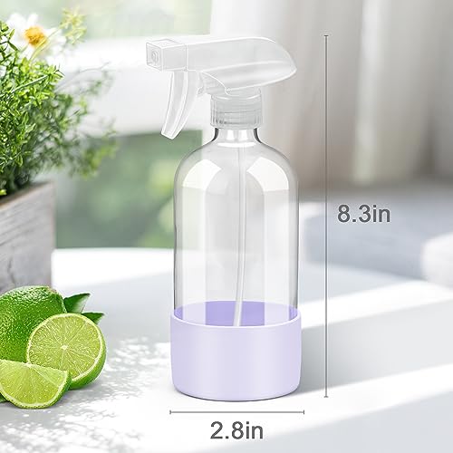 Rionisor Glass Spray Bottles with Silicone Sleeve Protection, Empty 16 oz Refillable Containers, Reusable Spray Bottles with Adjustable Nozzle for Hair, Cleaning Solutions, 1 Pack Purple - color: Purple, style: 1 Pack