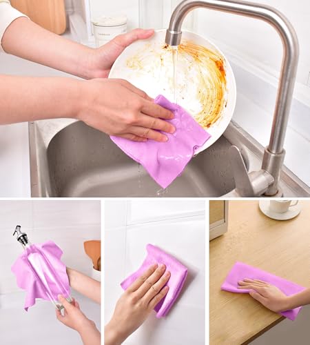 KitchLife Microfiber Cleaning Cloth Roll - Tear-Away Reusable Microfiber Paper Towels, Lint-Free, Washable, 20 Sheets for Kitchen, Car, Dishes, and Sensitive Surfaces (Light Purple) - color: Light Purple