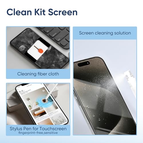 Multifunctional Electronic Cleaning Kit | Keyboard Brush,Screen Spray Wiper,USB Charging Port Repair Tools for Airpods,iPhone,Phone Stand,Card Slots Storage