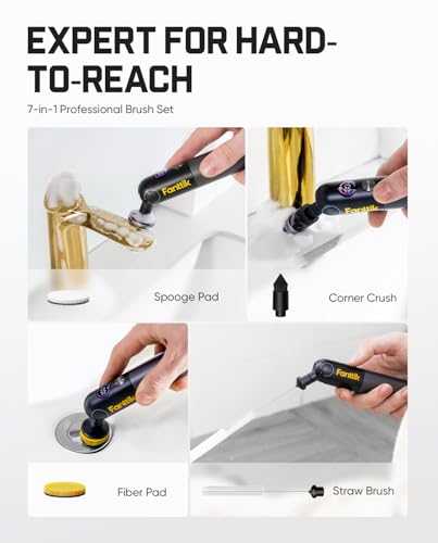 Fanttik Flip G10 Nano HomeCare Cordless Electric Spin Scrubber, 360° High-Torque Rotation, 2-Speed & 3-Angle, IPX7 Waterproof Cleaning Brush with 15 Brush Heads for Grout, Tiles, Sinks, Crevices