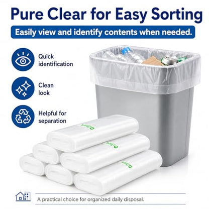 2.6 Gallon 150 Counts Small Trash Bags Garbage Bags by Teivio, Bathroom Trash Can Bin Liners, Small Plastic Bags for home office kitchen, Clear