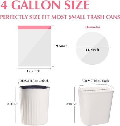 Trash-Bags 4 Gallon Small Drawstring-Garbage-Bag Kitchen - Clear White 57 Count Unscented Recycling Compactor Can Liners for Bathroom Bedroom Office Car Outdoor Garden Leaf Waste Basket - style: Red Drawstring-4Gal-57