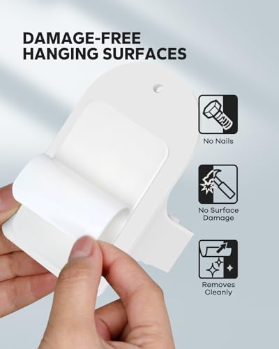Plastic Broom Holder Wall Mount, White, 4 Count - color: White