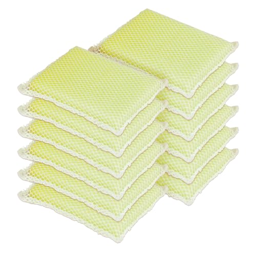 LOLA Nylon Netting Sponge Cleaning Scrubber Pad, 12 Pack, Non Scratch, Safe on Non-Stick Surfaces Coated Cookware & Dishes - Gentle Effective Cleaning - size: 12 Pack, style: Nylon Net Sponges