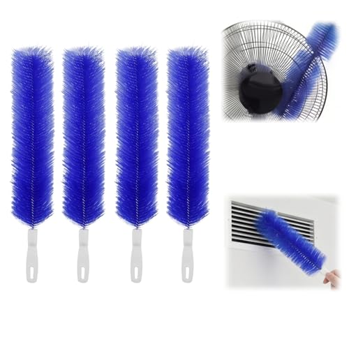 Bendable Microfiber Head, 2026 Fan Cleaner Brush, Washable Reusable Dust Remover for Fans, Air Conditioning, Curtain, Car Vents (Blue 4pcs) - color: Blue 4pcs