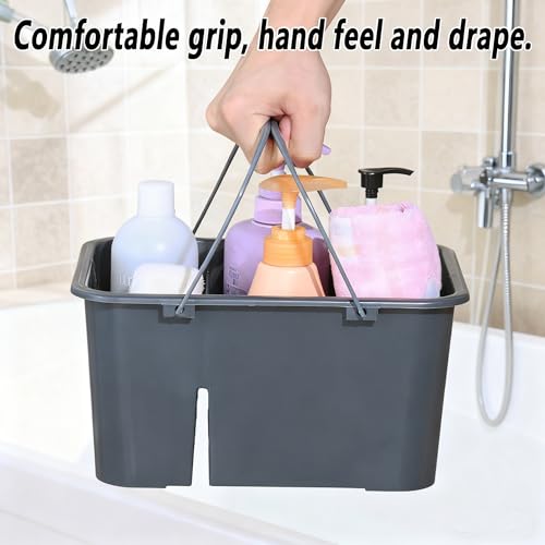 Cleaning Supplies Caddy, Household Tools Organizer with Handle, Large Plastic Bucket, Portable Shower Basket Tote, Gray