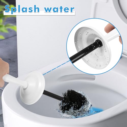 Stainless Steel Toilet Brush and Holder,Toilet Bowl Brush with Long Handle for Bathroom,Toilet Brushes-Space Saving,Covered Brush, Durable, Deep Cleaning,Splash Resistant (White) - color: White