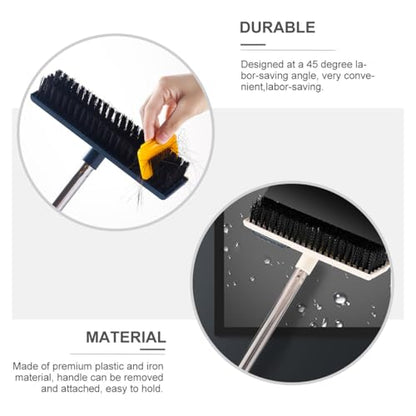 NUOBESTY Floor Scrub Brush Telescopic Long Handle 2-in-1 Stiff Cleaning Brush for Bathroom and Kitchen Floors Blue Hard Bristle Scrubber Gaps and Corners