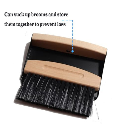 Mini Broom and Dustpan Set Small Metal Dustpan and Brush Set Hand Whisk Broom for Home Office Desktop Sofa Pet Care Household Cleaning (sisal Hemp bristles, White) - color: White