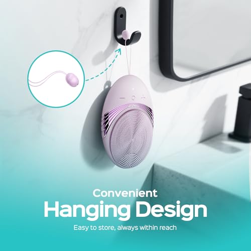 COSLUS FBS01 Facial Cleansing Brush Face Scrubber, Compact for Travel | Rechargeable, Gentle Silicone, 5 Cleansing Modes, Deep Cleaning for Men & Women, Removing Blackhead Exfoliating, Light Purple - color: Light Purple