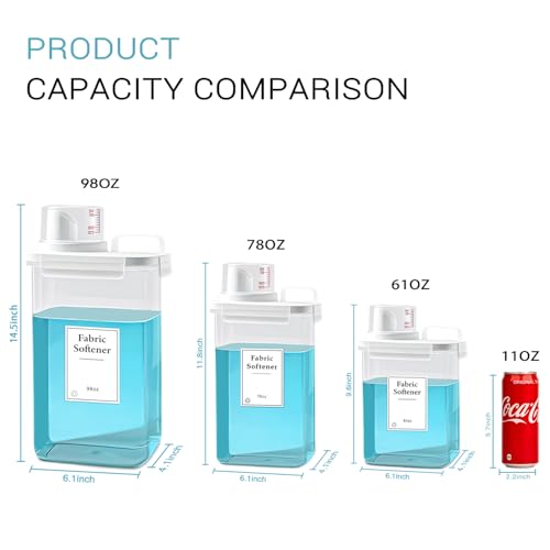 2 Pack Laundry Detergent Dispenser, 98oz Detergent Dispenser, Refluxable Laundry Detergent Container, Plastic Liquid Laundry Detergent Dispenser for Laundry Room Organization with 6 Labels - size: 98 Fl Oz (Pack of 2)