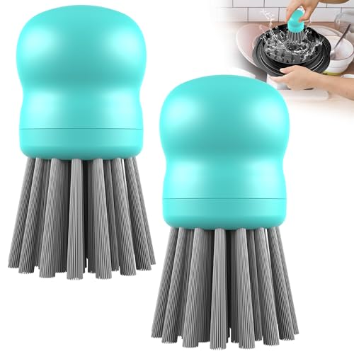 Mini Dish Brush for Cleaning Chicken Shredder, Palm Brush Dish Scrubber with Ergonomic Grip, Kitchen Brush for Washing Dishes, Pans, Pots, Sink (2, Mint Green) - color: Mint Green
