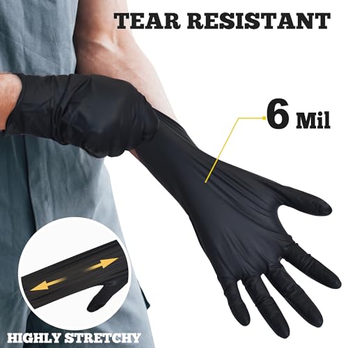 TitanFlex Disposable Nitrile Exam Gloves - 6-mil, Black, XXL 100-ct Box, Heavy Duty, Latex Free, Food Safe for Cooking & Food Prep - color: 01 6mil (100ct), size: XX-Large