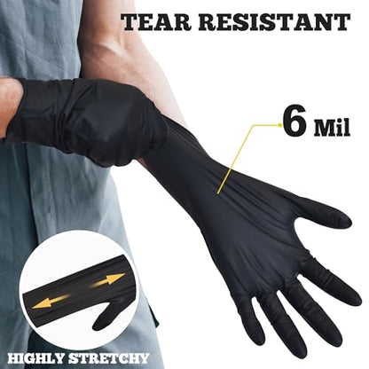 TitanFlex Disposable Nitrile Exam Gloves - 6-mil, Black, Medium 100-ct Box, Heavy Duty, Latex Free, Food Safe for Cooking & Food Prep - color: 01 6mil (100ct), size: Medium
