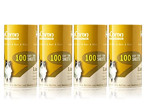 Extra Sticky Lint Roller Refills for Evercare Pet Hair Lint Rollers, 400 Easy Tear Sheets, Fits 4" Rollers (1 1/2" Core), Cat & Dog Hair Remover for Furniture Clothing & Cars(Pack of 4) - size: 4" / 400 Sheets