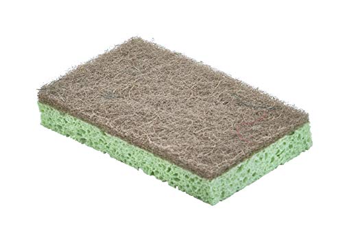 Superio Non-Scratch Cellulose Sponge Scrub Heavy Duty Kitchen Sponges Scrubbers with Scouring Pad (1) - color: Natural, size: 1-pack
