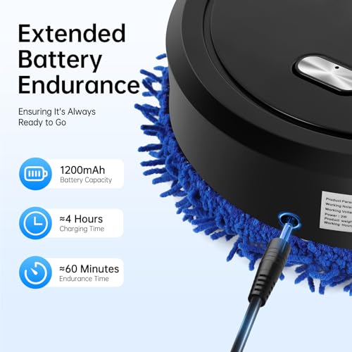 Smart Quiet Mopping Machine Wet & Dry USB Rechargeable | Efficient USB Rechargeable Mop Machine Large Areas with Spray Humidifying Suitable for Home & Office Floors