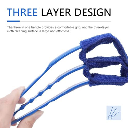 6 PCS Window Blind Cleaner, 1 Easy-grip Handle and 5 Microfiber Triple-layer Cleaning Cloths Set, A/C Vent Glass Crevice Cleaning Tool, No Dead Zone Multi-purpose Brush (Multicolored)