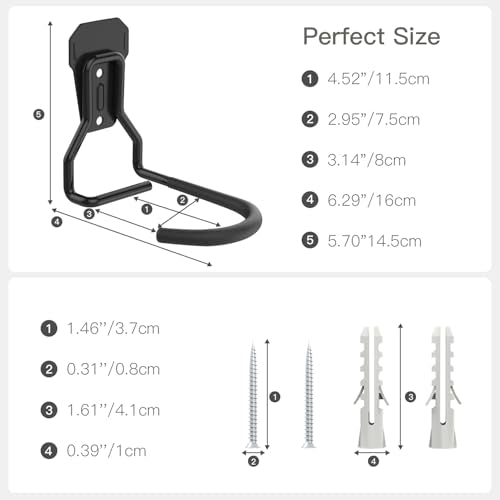 Housolution Bike Wall Mount with Fixed Hook, [6 Pack] Heavy Duty Bike Storage Rack, Bike Rack Vertical Stand for Garage - Easily Hang/Detach - with Screws Iron Bike Hanger Brackets - size: 6 Pack