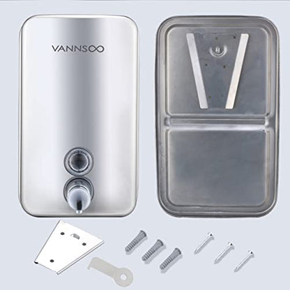 Commercial Soap Dispenser Wall Mount Stainless Steel Manual Liquid Pump Rust-Proof Leak Free for Bathroom (37 fl.oz./1100ml) - size: 37 fl oz