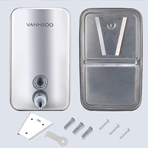 Commercial Soap Dispenser Wall Mount Stainless Steel Manual Liquid Pump Rust-Proof Leak Free for Bathroom (37 fl.oz./1100ml) - size: 37 fl oz