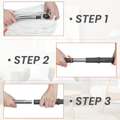 Self-Wringing Twist Floor Mops – 55” Long Handle Microfiber Mops for Hardwood Floor Cleaning, Heavy Duty Easy Squeeze Wet Mop for Tile Marble Wood Laminate