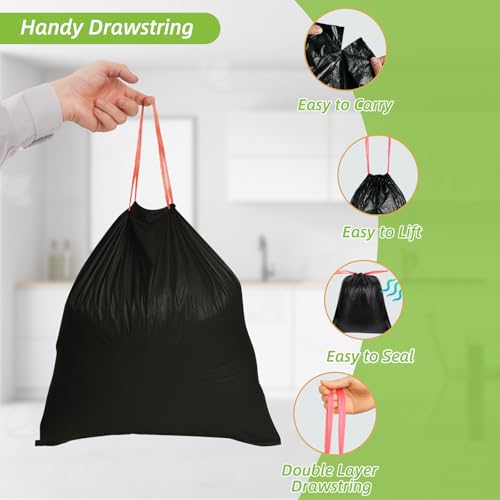 MakMeFre 33 Gallon Drawstring Tall Kitchen Trash Bags,Clean Fresh Scent and Heavy Duty Garbage Bags(30 Count,80x100cm) - style: 33Gallon(30Counts)Black