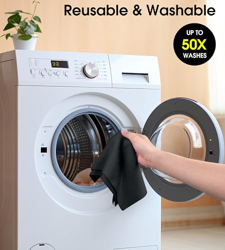 KitchLife Microfiber Cleaning Cloth Roll - Tear-Away Reusable Microfiber Paper Towels, Lint-Free, Washable, 20 Sheets for Kitchen, Car, Dishes, and Sensitive Surfaces (Black) - color: Black