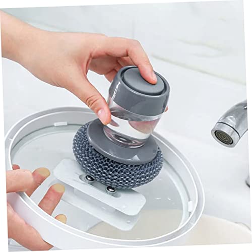 Holibanna Multi-Purpose Pot Brush Kitchen Cleaning Brush Soap Dispenser Dish Scrubber