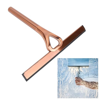 Shower Squeegee for Glass Doors, Stainless Steel and Silicone Shower Squeegee with Hook for Bathroom Mirrors and Window (Antique Brass) - size: Antique Brass