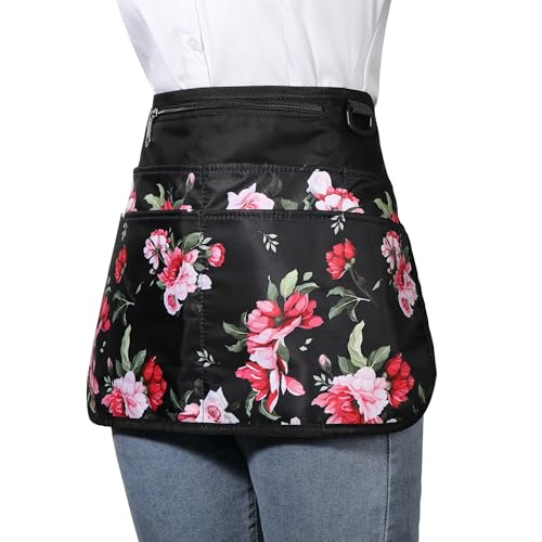 Bafelia Cleaning Apron Caddy for Women with 6 Pockets, Professional Waterproof Cleaning Supplies for Housekeeping - color: Peony