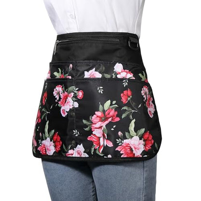Bafelia Cleaning Apron Caddy for Women with 6 Pockets, Professional Waterproof Cleaning Supplies for Housekeeping - color: Peony