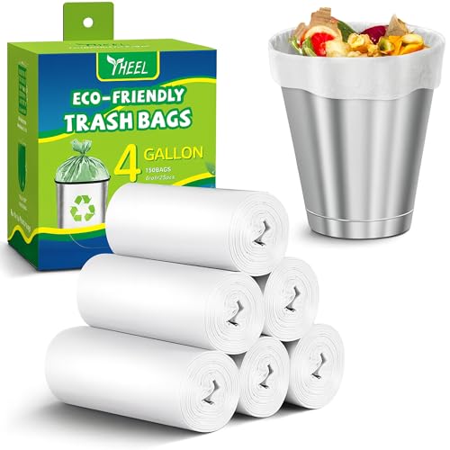 Clear Small Trash Bags 4 Gallon - 150 Count Unscented Bathroom Garbage Bags 15 Liter Wastebasket Liners for Bedroom Office Bathroom Small Trash Can Liners - color: 4Gal-Clear-150pcs