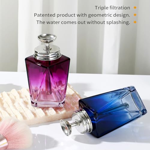 5 Oz/ 150ml Glass Push Down Pump Dispenser Bottle With Cap Push Down Glass Empty Pump Dispenser for Alcohol Makeup Clear Refillable Bottle Hand Pumping Press Container (2Pcs-Square Shaped) - color: Clear - 150ml - Square - 2pcs