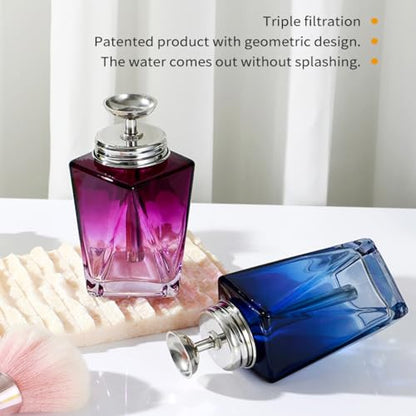 5 Oz/ 150ml Glass Push Down Pump Dispenser Bottle With Cap Push Down Glass Empty Pump Dispenser for Alcohol Makeup Clear Refillable Bottle Hand Pumping Press Container (2Pcs-Square Shaped) - color: Clear - 150ml - Square - 2pcs