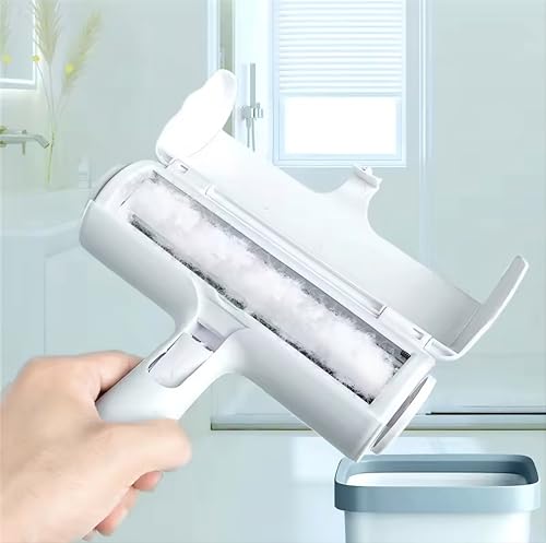 Reusable Pet Hair Remover Roller – Dog & Cat Fur Lint Cleaner for Sofa, Carpet, Bed & Car Seats – No Adhesive Required (White/Purple) - color: White/Purple