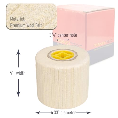 Wool Felt Polishing Wheel, 4.33" x 4", 110x100mm, for Burnishing Polishing Machine - style: Wool Felt Burnishing Drum