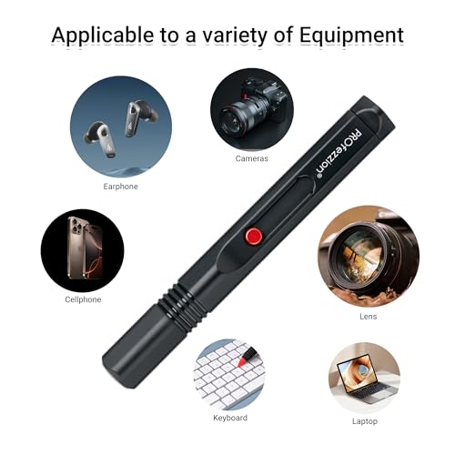 PROfezzion Double-Ended Lens Cleaning Pen for Electronics, Earbuds, Laptop, Cell Phone, Keyboard, Camera Lens, Lens Cleaner Pen with Soft Brush & Silicone Wiper, Black