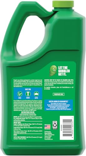 Green Gobbler Enzyme Drain Cleaner | Controls Foul Odors & Breaks Down Grease, Paper, Fat & Oil in Sewer Lines, Septic Tanks & Grease Traps | 1 Gallon - size: 1 Gallon