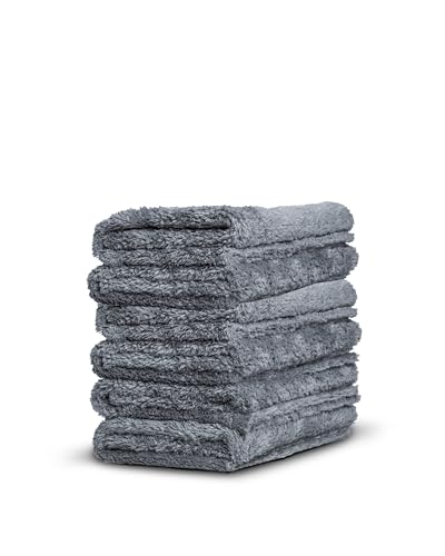 Adam's Borderless Grey Microfiber Towel (6pk) - Premium Ultra Soft Car Detailng Towel Cloths, 480gsm - Safe for Car Wash, Home Cleaning & Pet Drying Cloths (16 Inch x 16 Inch) - size: Pack of 6